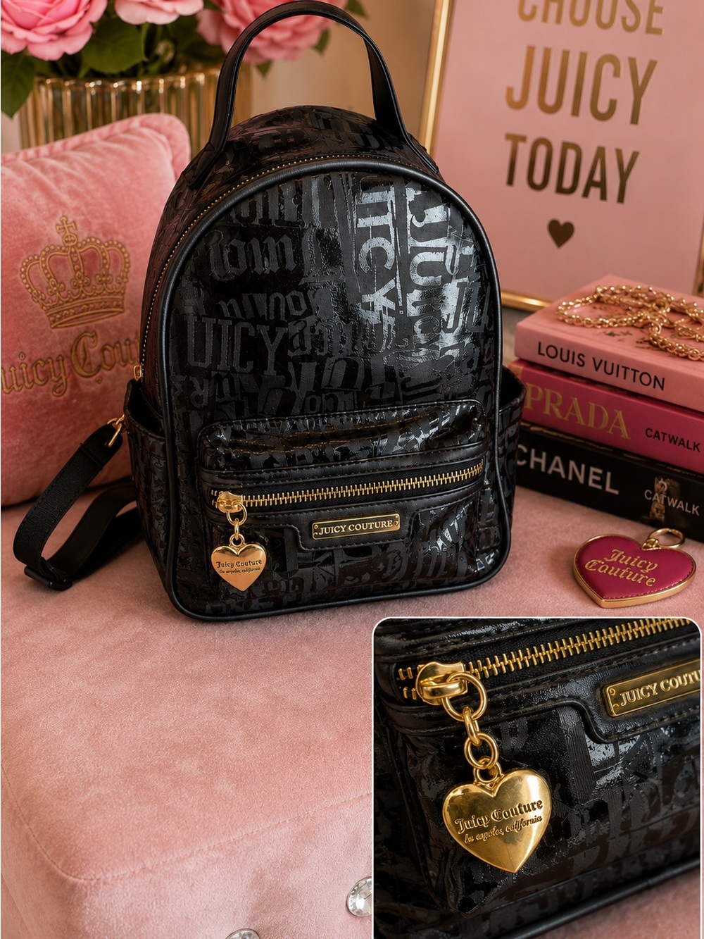 Juicy Couture Ransom Note Metallic Logo Gothic Mini Backpack - LIKE NEW